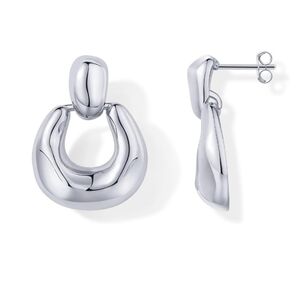 14K Gold Plated Chunky Dangle Door Knocker Earrings White Gold